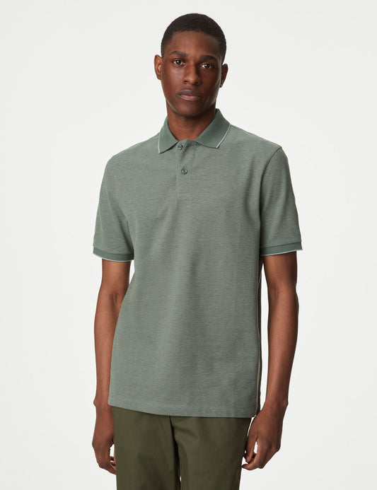 Saf Pamuklu Kısa Kollu Polo Yaka T-shirt