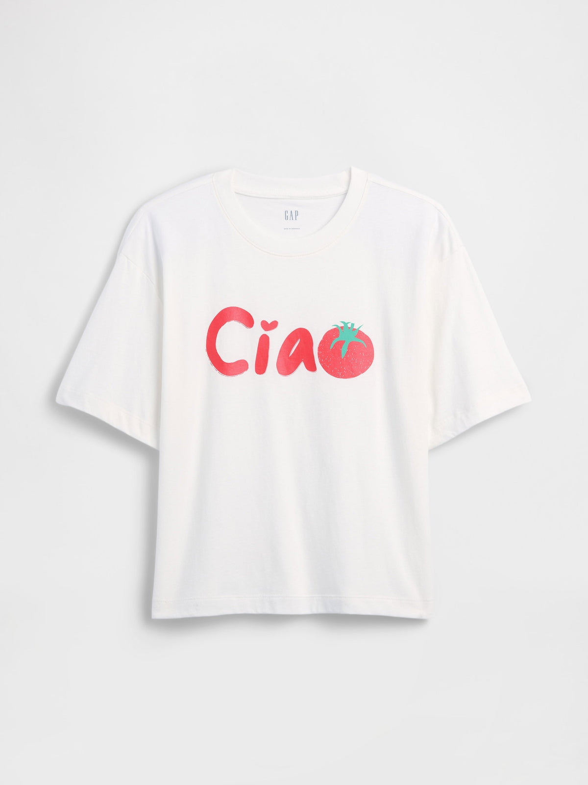 Kırık Beyaz Boxy Grafik Baskılı T-shirt
