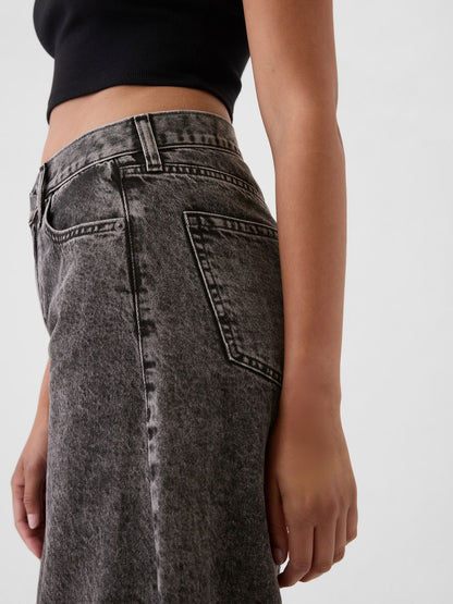 Siyah High Rise Horseshoe Jean Pantolon