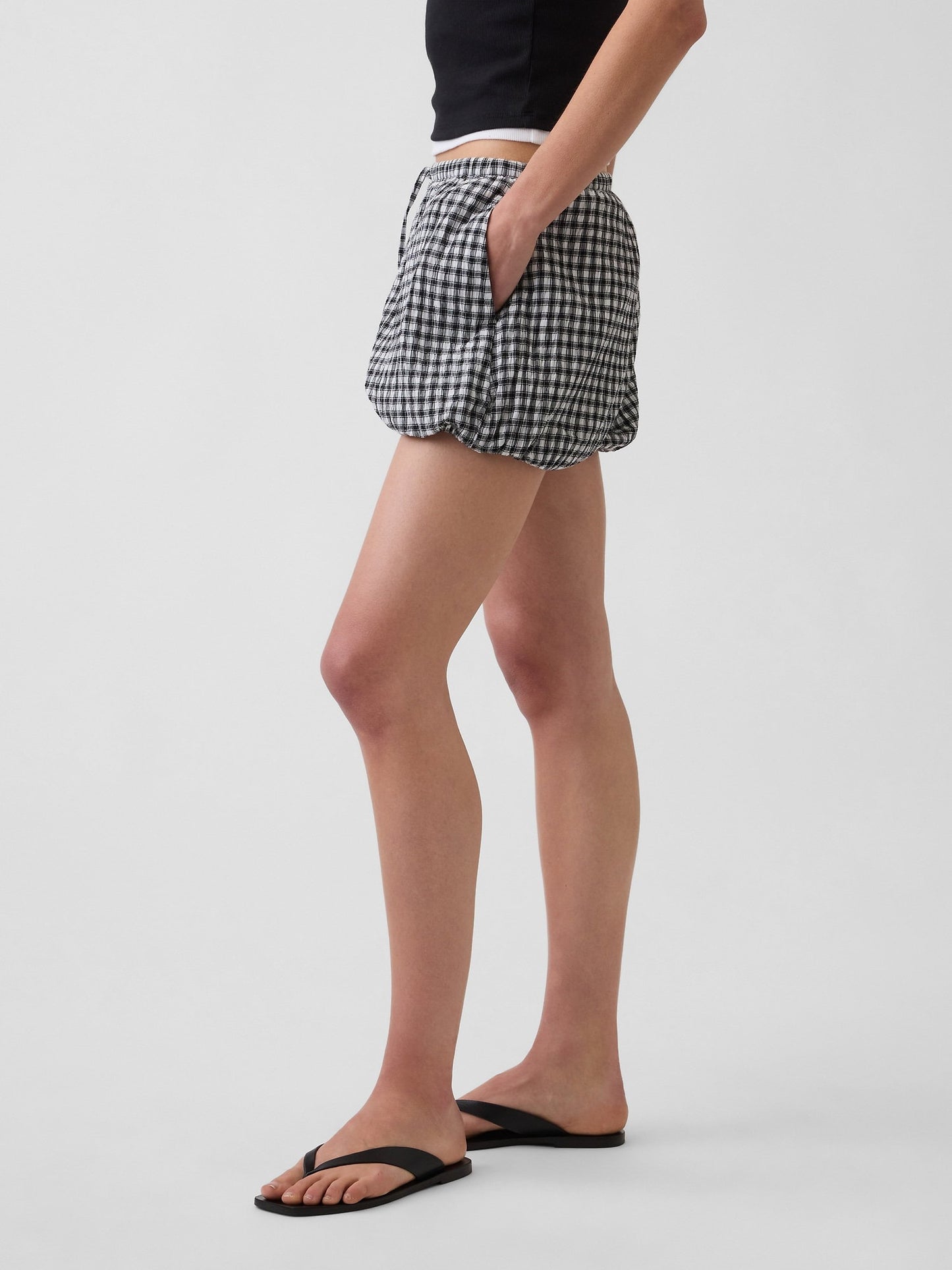 Siyah Gingham Easy Bubble Şort