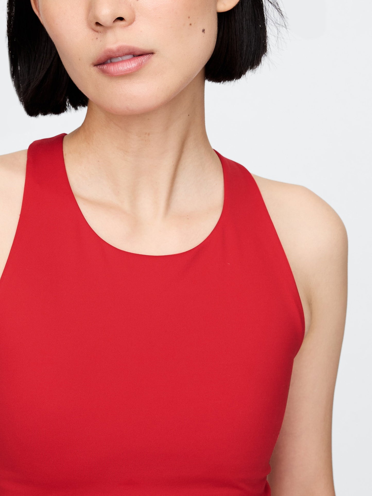 Kırmızı Halter Yaka Crop Spor Üst