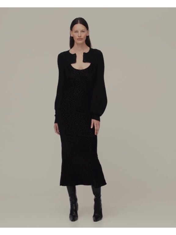 Siyah Gapstudio Burnout Velvet Leopar Slip Elbise