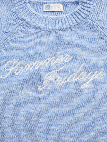 Açık Mavi Gap × Summer Fridays Oversized Logo Kazak