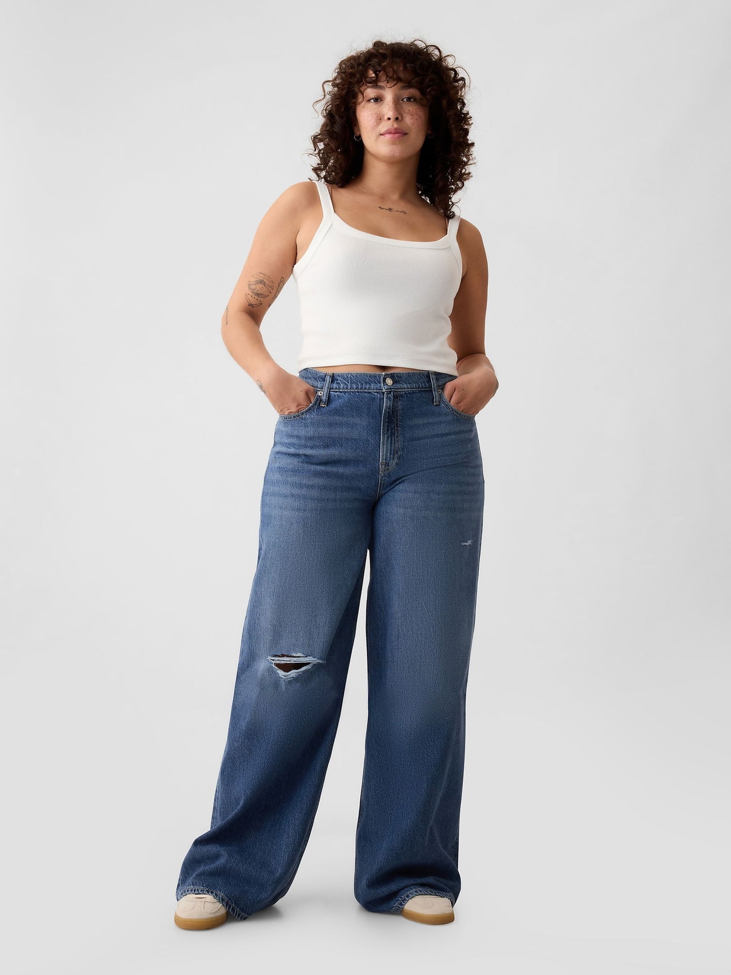 Koyu Mavi Mid Rise Ultrasoft Baggy Jean Pantolon