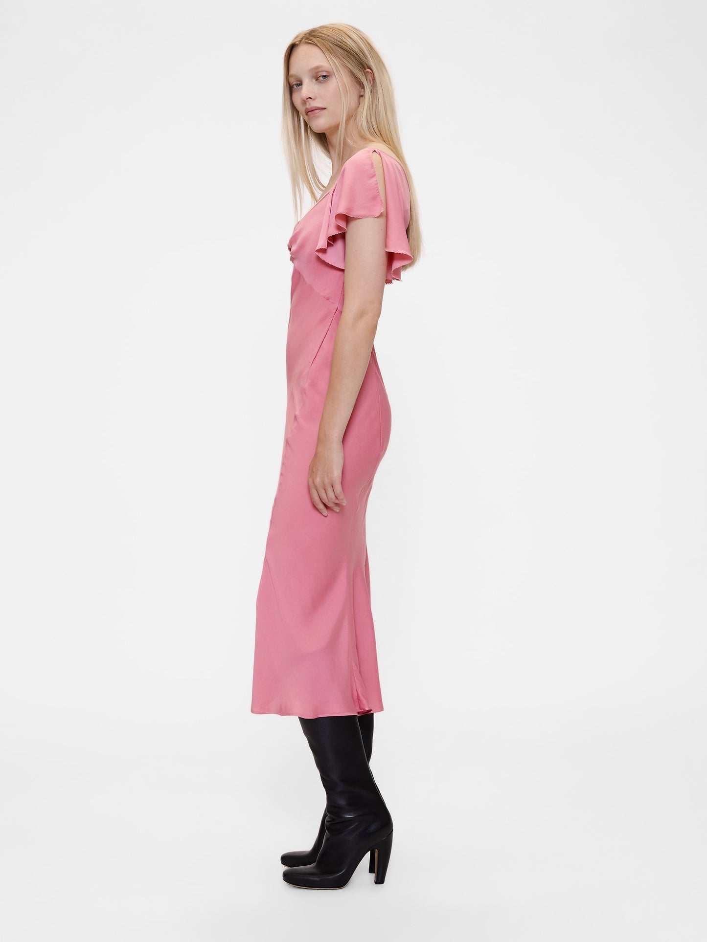 Pembe Gapstudio Saten Midi Elbise
