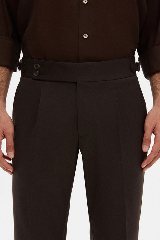 Tween Regular Fit Kahverengi Düz Kumaş Pantolon