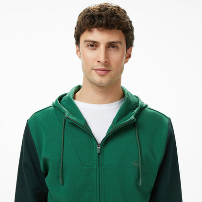 Lacoste Erkek Slim Fit Kapüşonlu Renk Bloklu Yeşil Sweatshirt