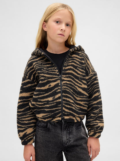 Kahverengi Sherpa Relaxed Fermuarlı Sweatshirt