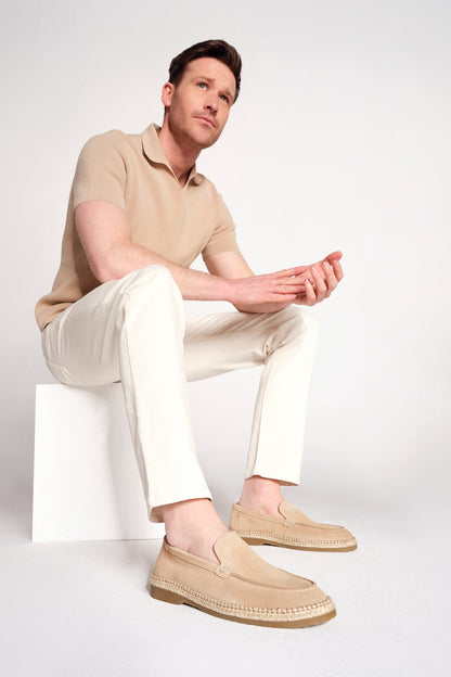 Erkek Bej Süet Deri Casual Loafer