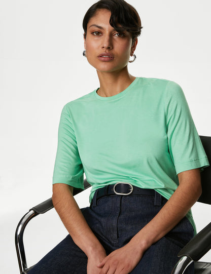Relaxed Fit Kısa Kollu Örme T-shirt
