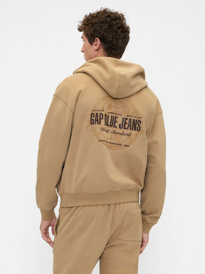 Kahverengi Vintagesoft Gap Logo Fermuarlı Sweatshirt