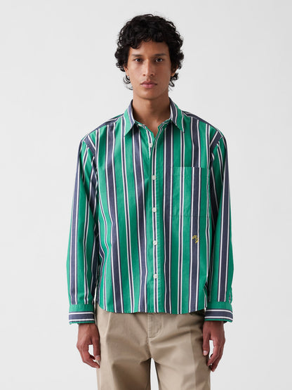 Yeşil Gap × Malbon Poplin Çizgili Gömlek