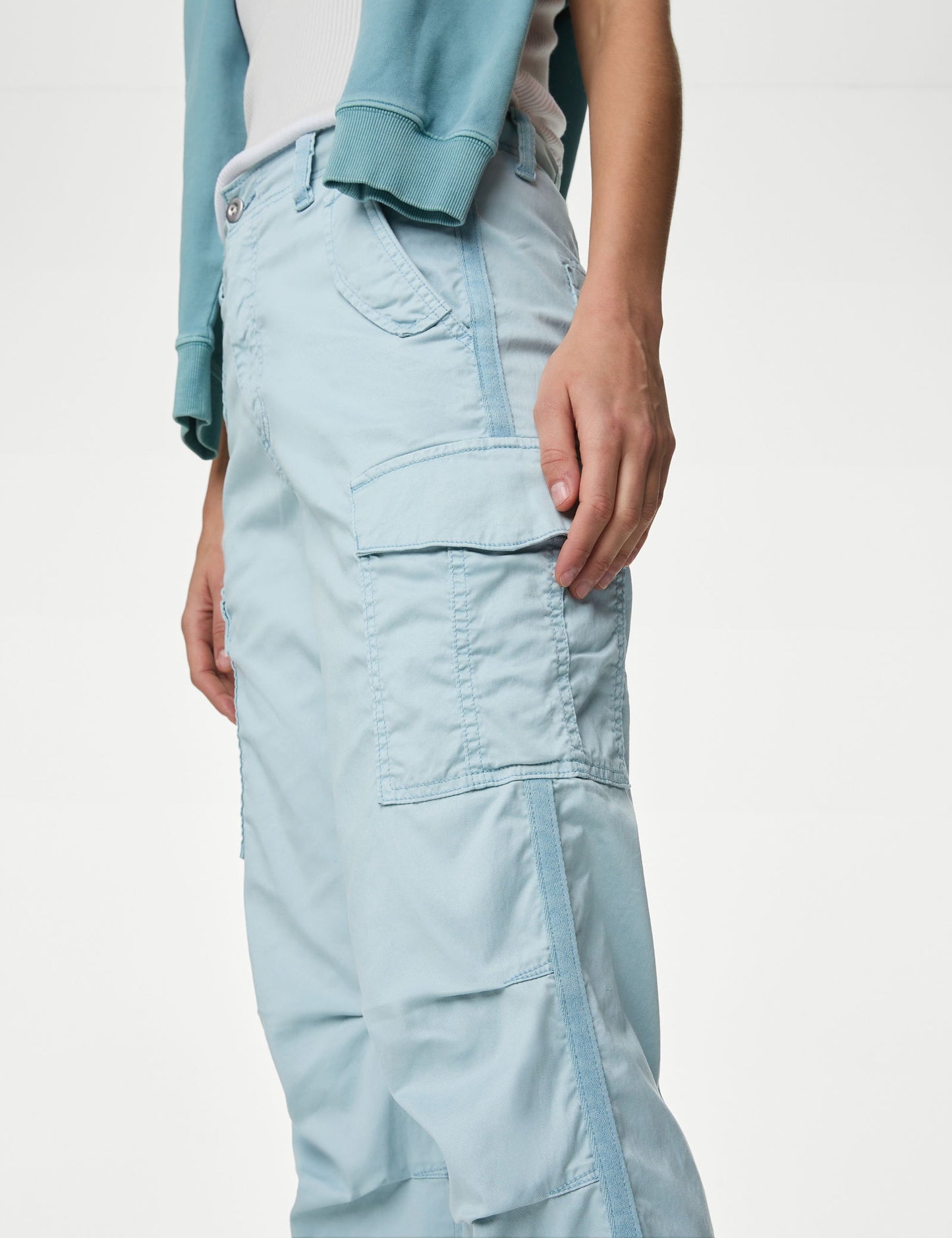 Lyocell™ Straight Leg Crop Kargo Pantolon