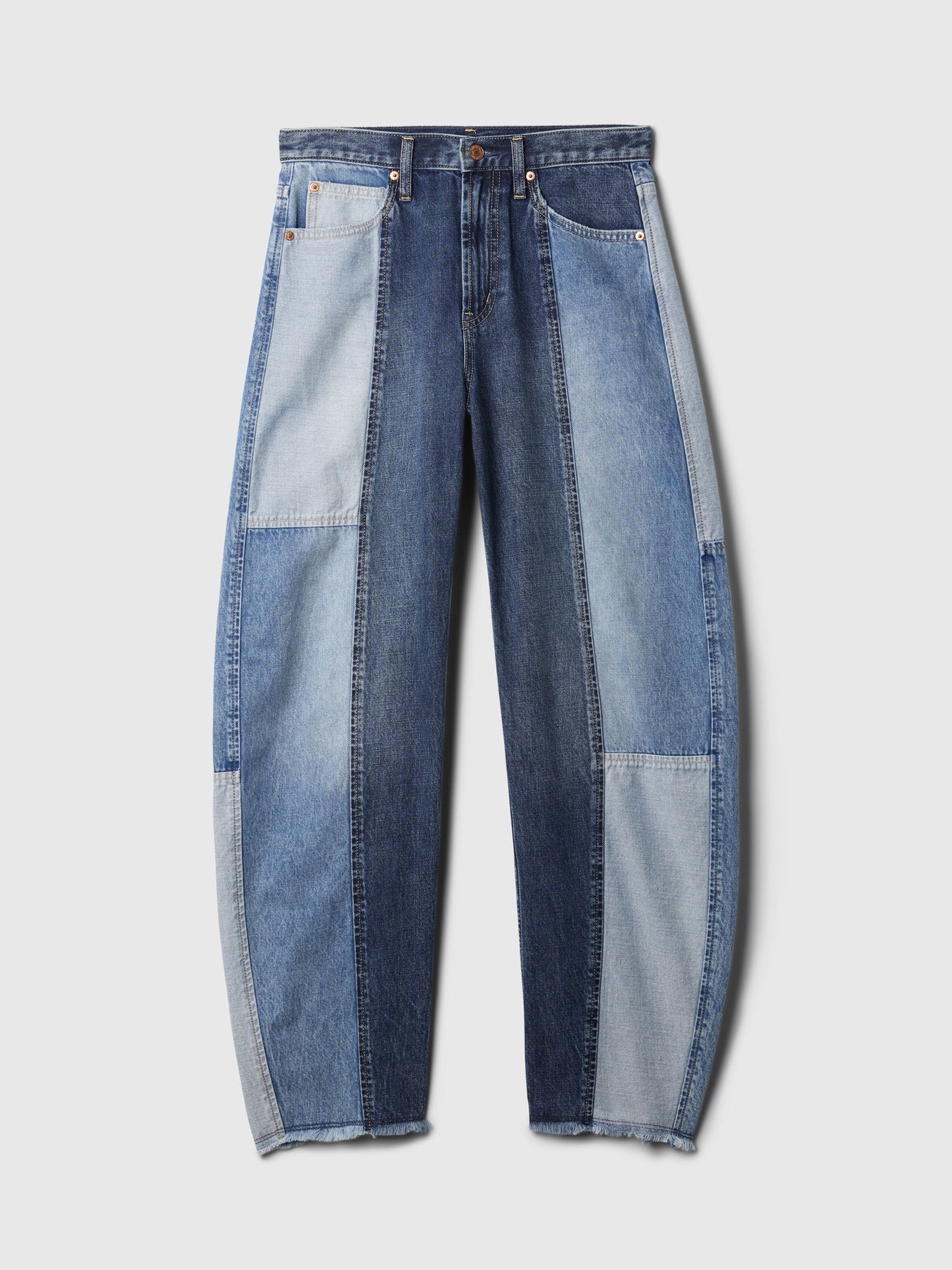 Mavi High Rise Patchwork Barrel Jean Pantolon