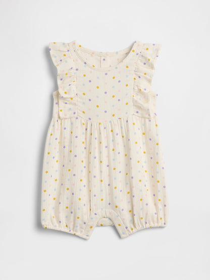 Krem Gauze Ruffle Romper Tulum