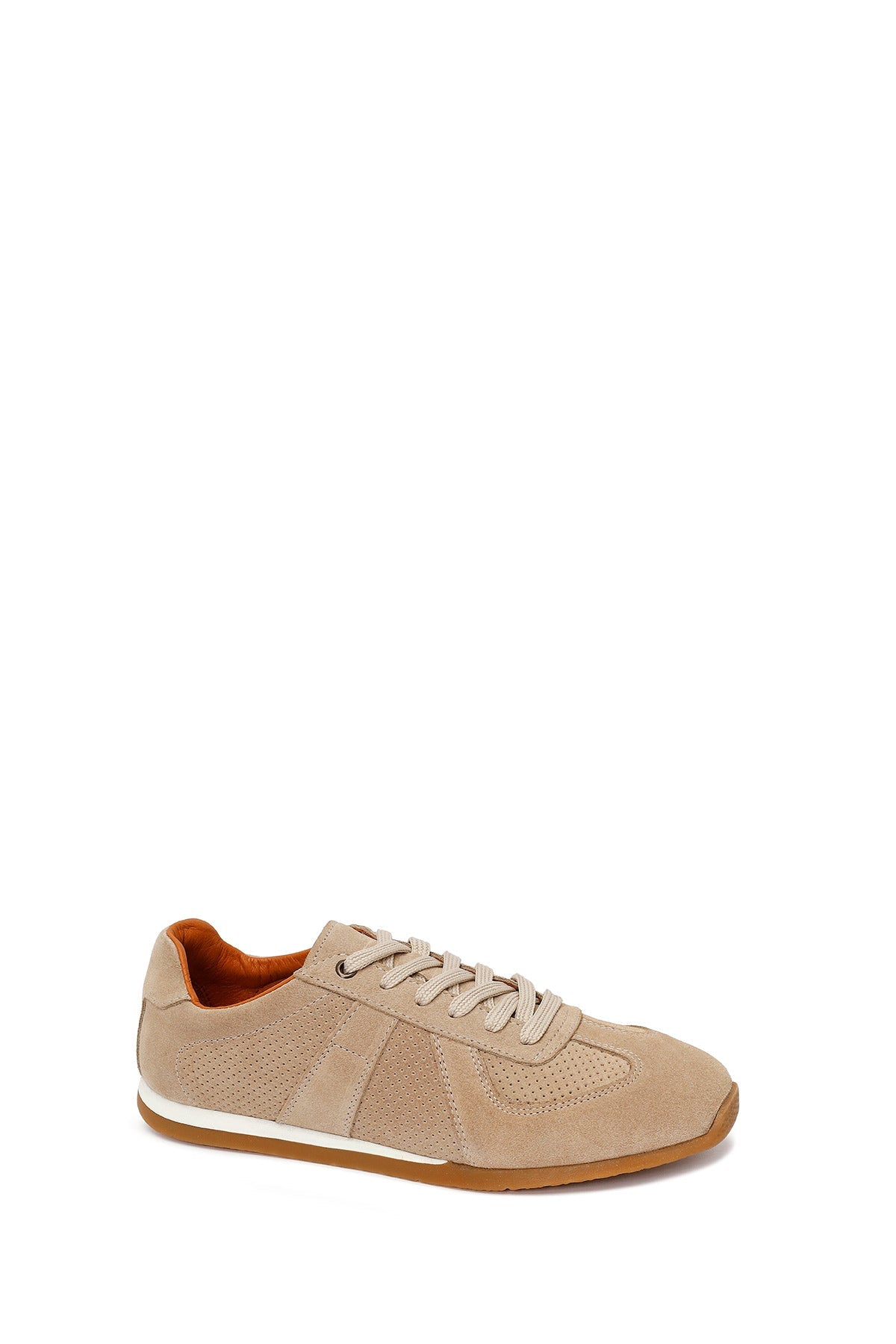 Erkek Bej Bağcıklı Süet Deri Sneaker