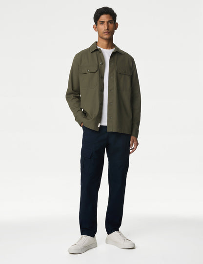 Saf Pamuklu Tapered Fit Kargo Pantolon