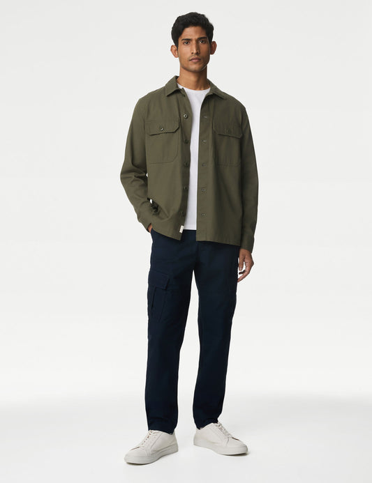 Saf Pamuklu Tapered Fit Kargo Pantolon