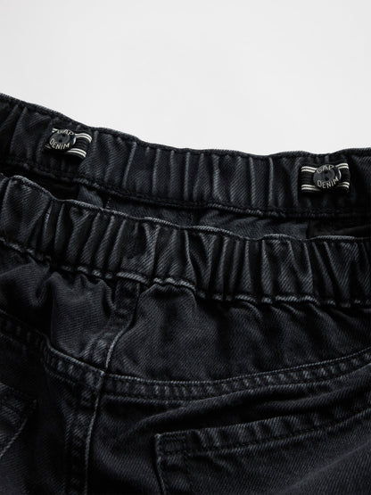 Siyah Low Rise Baggy Jean Pantolon