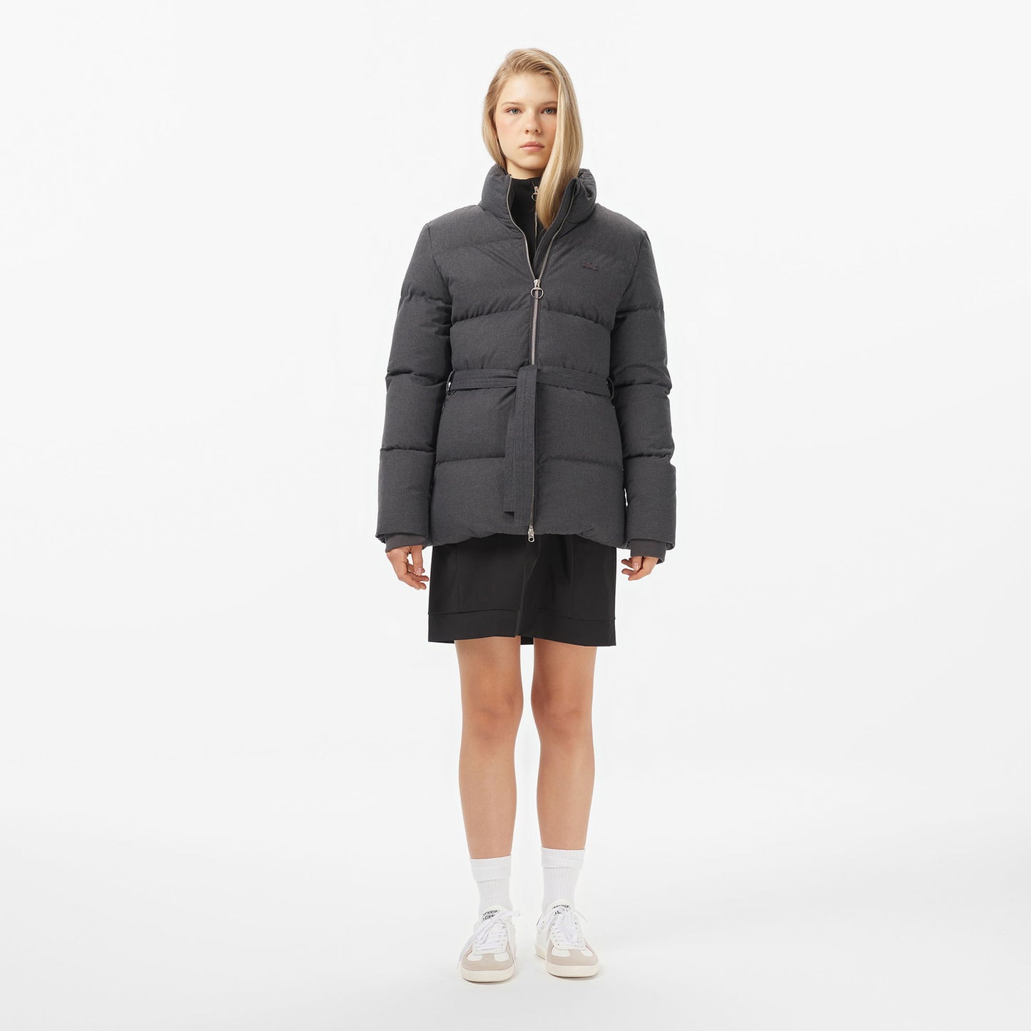 Lacoste Kadın Dik Yaka Koyu Gri Mont