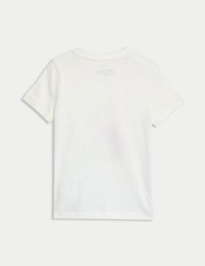 Saf Pamuklu Kısa Kollu Desenli T-shirt (2-8 Yaş)