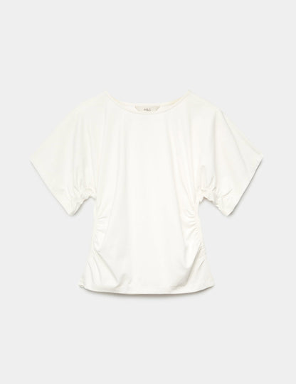 Büzgü Detaylı Kısa Kollu T-shirt