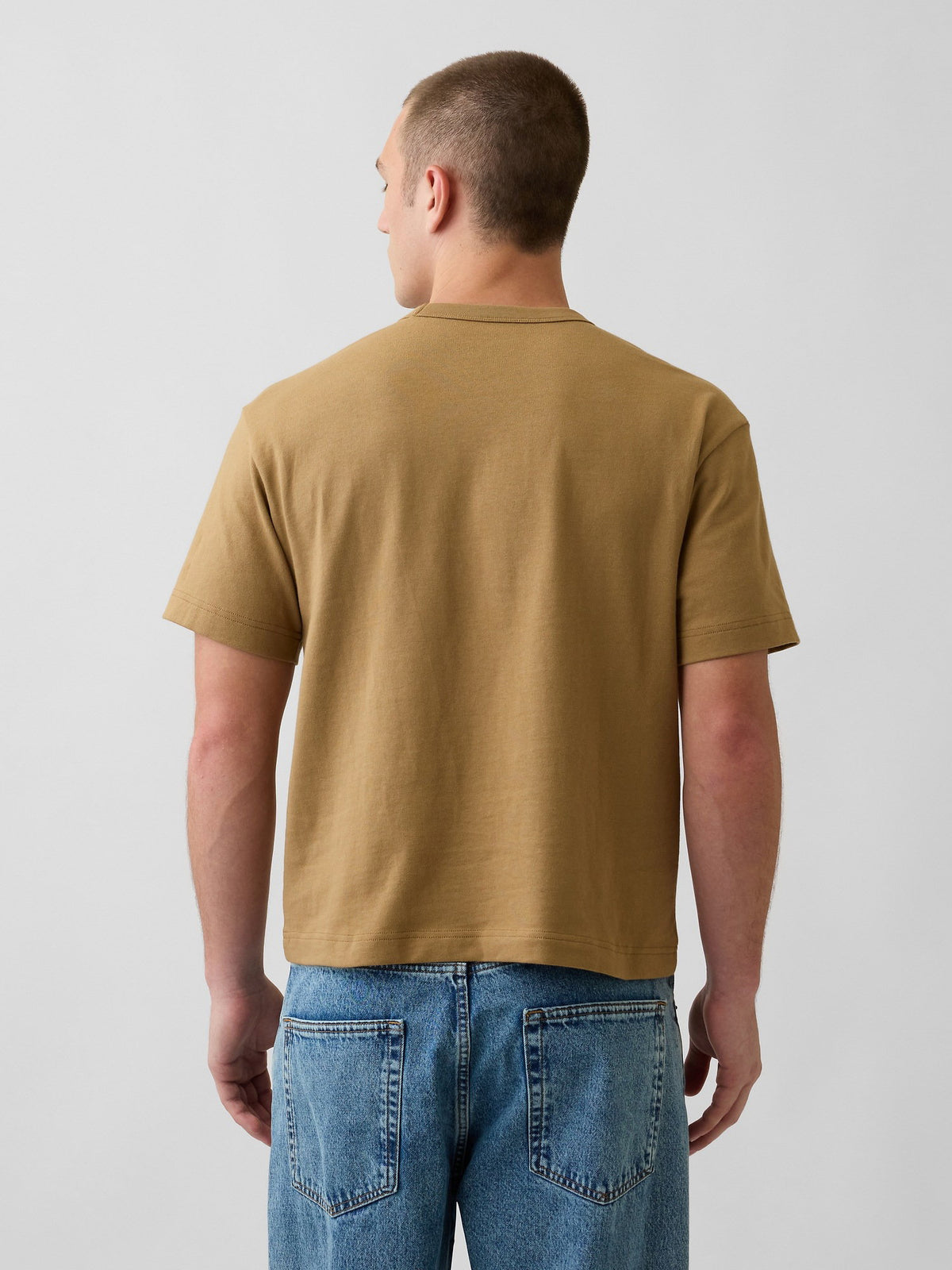 Açık Kahverengi Heavyweight Relaxed Gap Logo Crop T-shirt
