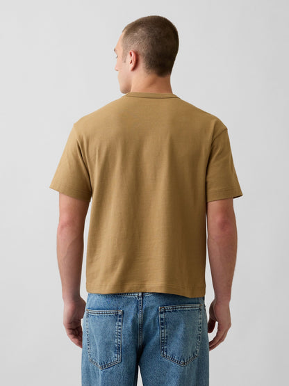 Açık Kahverengi Heavyweight Relaxed Gap Logo Crop T-shirt