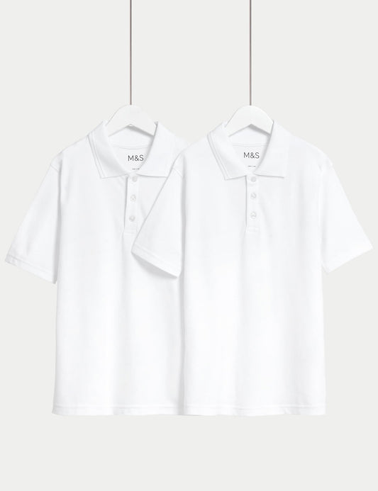 Saf Pamuklu 2'li Kısa Kollu Polo Yaka T-shirt (2-18 Yaş)