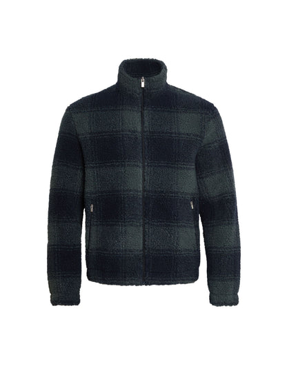 Ekose Desenli Fermuarlı Fleece Ceket