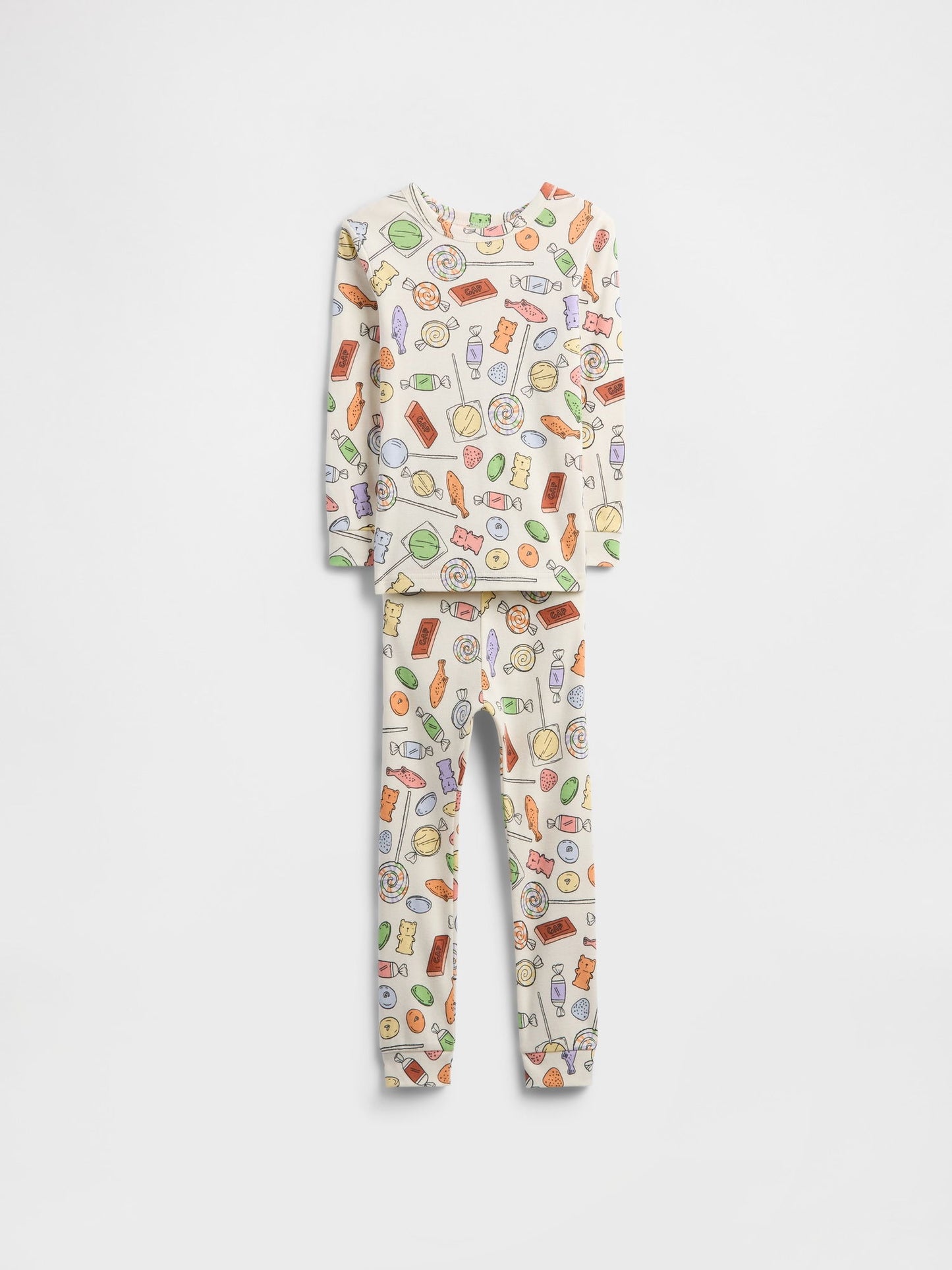 Krem %100 Organik Pamuklu Desenli Pijama Takımı