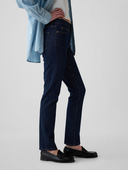 Lacivert Mid Rise Vintage Slim Jean Pantolon