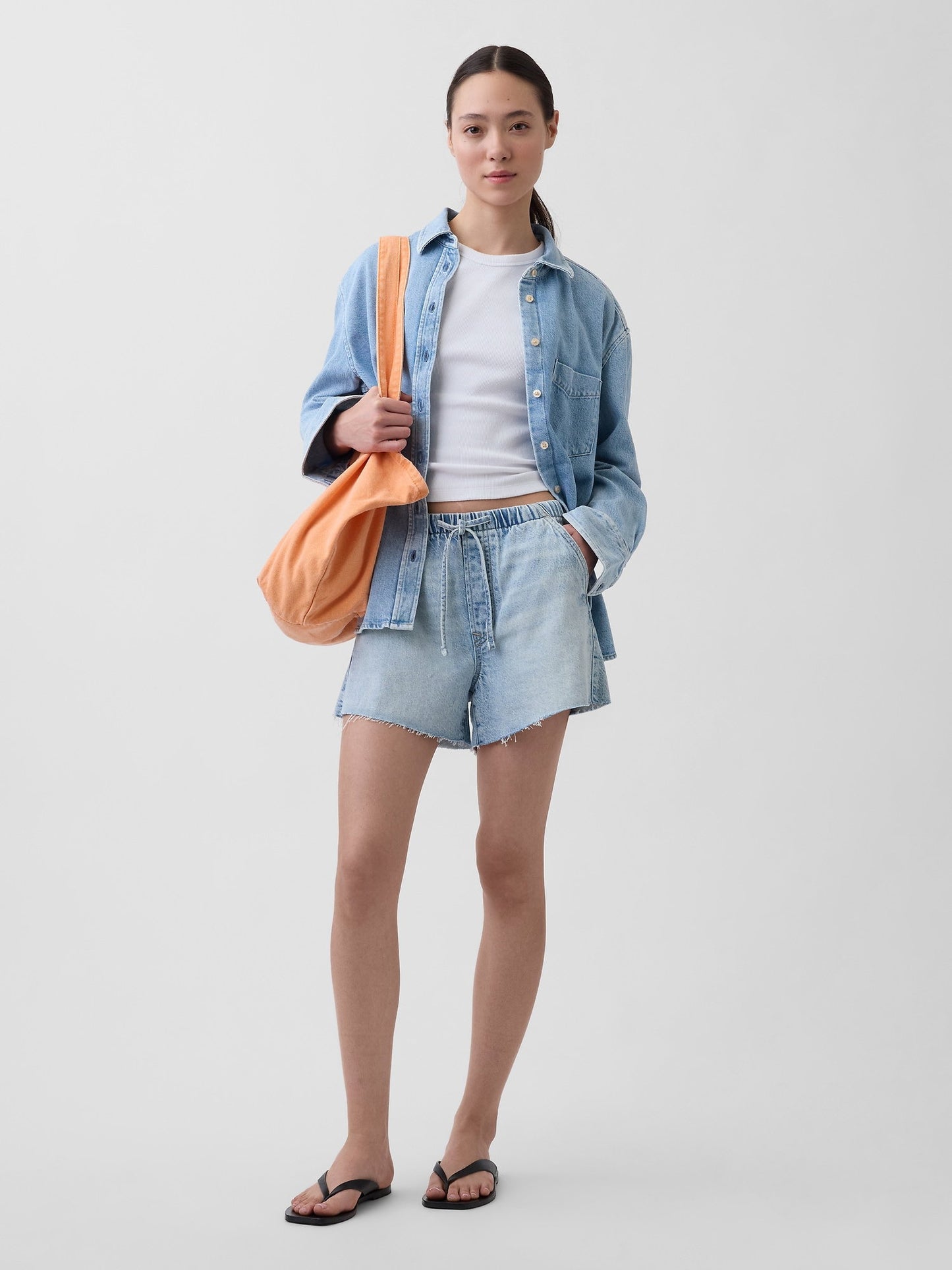 Açık Mavi Ultrasoft Low Slung Easy Denim Şort