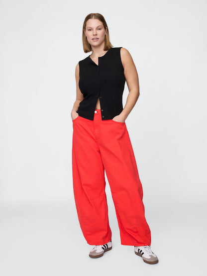 Kırmızı High Rise Ultrasoft Horseshoe Jean Pantolon