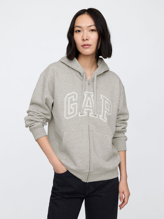 Gri Gap Logo Fleece Fermuarlı Sweatshirt