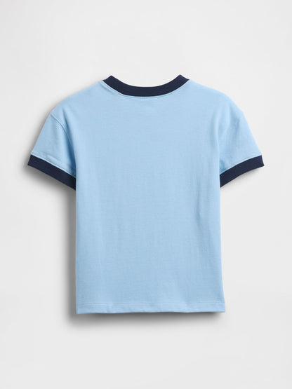 Açık Mavi Logo Ringer T-shirt