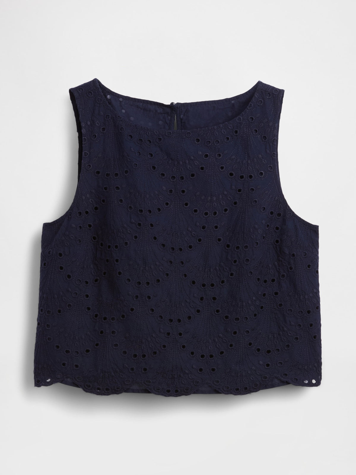 Lacivert Eyelet Crop Shell Askılı Bluz
