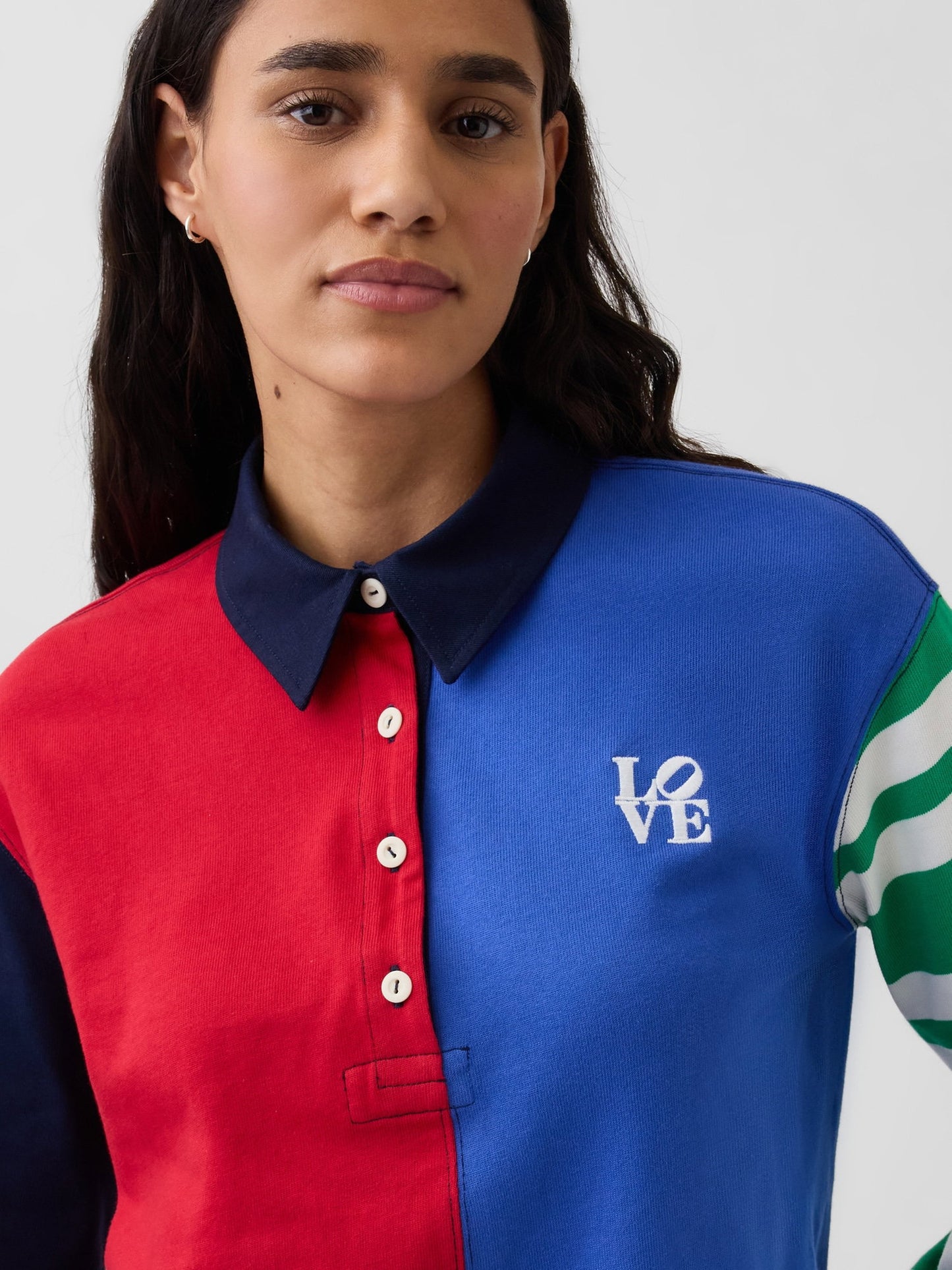Çok Renkli Robert Indiana Love Crop Rugby T-shirt
