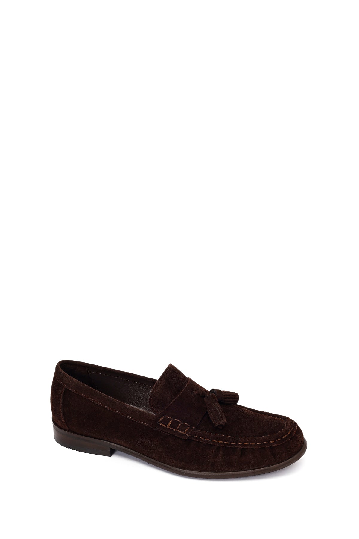 Erkek Kahverengi Püsküllü Süet Deri Casual Loafer