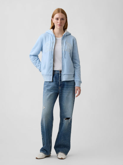 Açık Mavi Relaxed Gap Logo Sherpa-astarlı Fermuarlı Sweatshirt