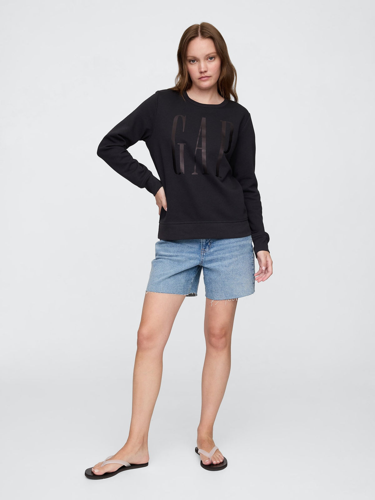 Siyah Relaxed Gap Logo Sweatshirt