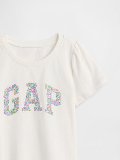 Beyaz Mix & Match Çiçek Desenli Logo T-shirt