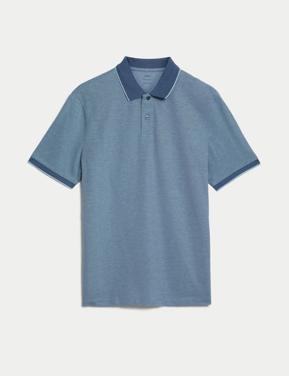 Saf Pamuklu Kısa Kollu Polo Yaka T-shirt