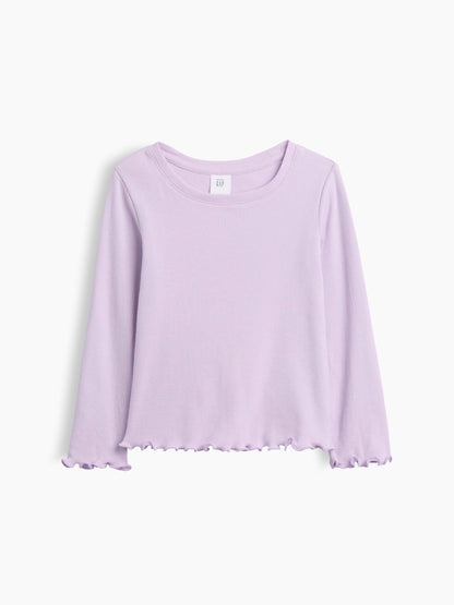 Lila Fitilli Bisiklet Yaka T-shirt