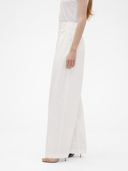 Beyaz Gap × Victoria Beckham High Rise Pileli Arc Pantolon