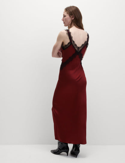 V Yaka Desenli Midi Elbise