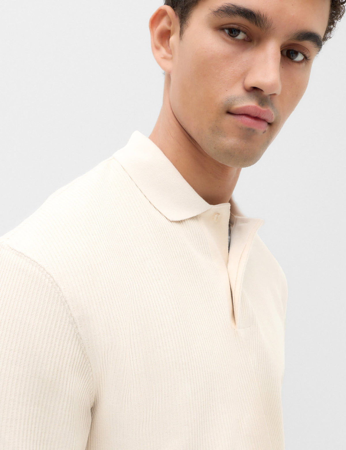 Fitilli Uzun Kollu Polo Yaka T-shirt