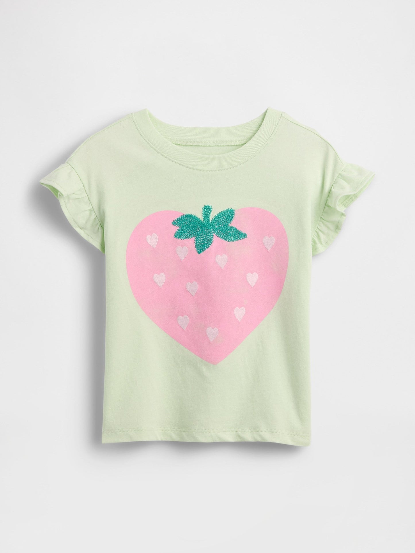 Açık Yeşil Ruffle 3d Grafik Baskılı T-shirt