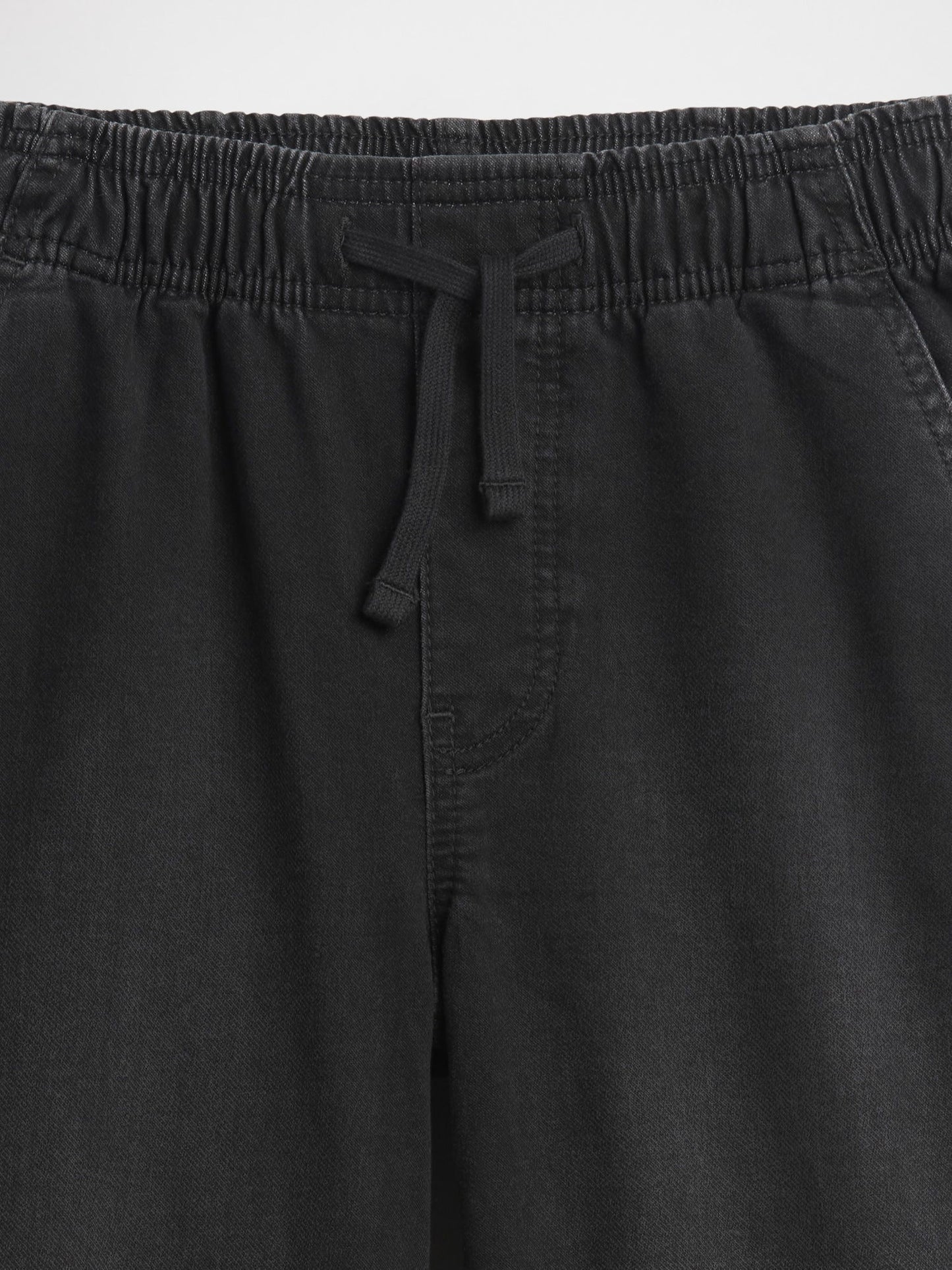 Siyah Pull-on Wide-leg Jean Pantolon
