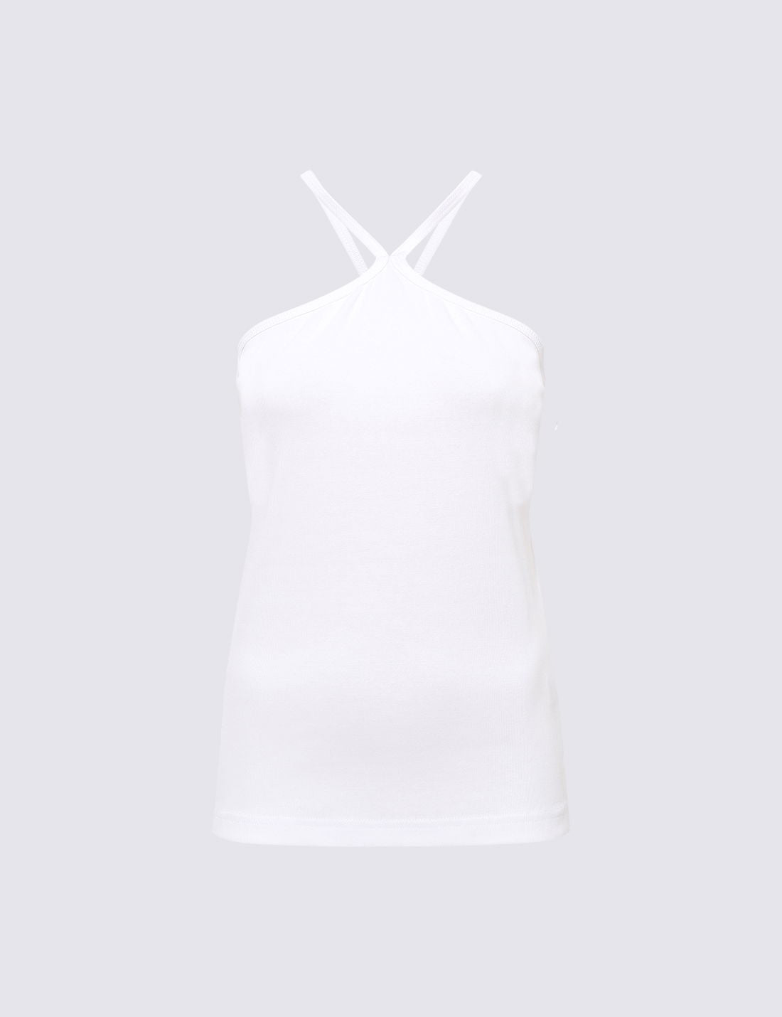 Saf Pamuklu Halter Yaka T-shirt